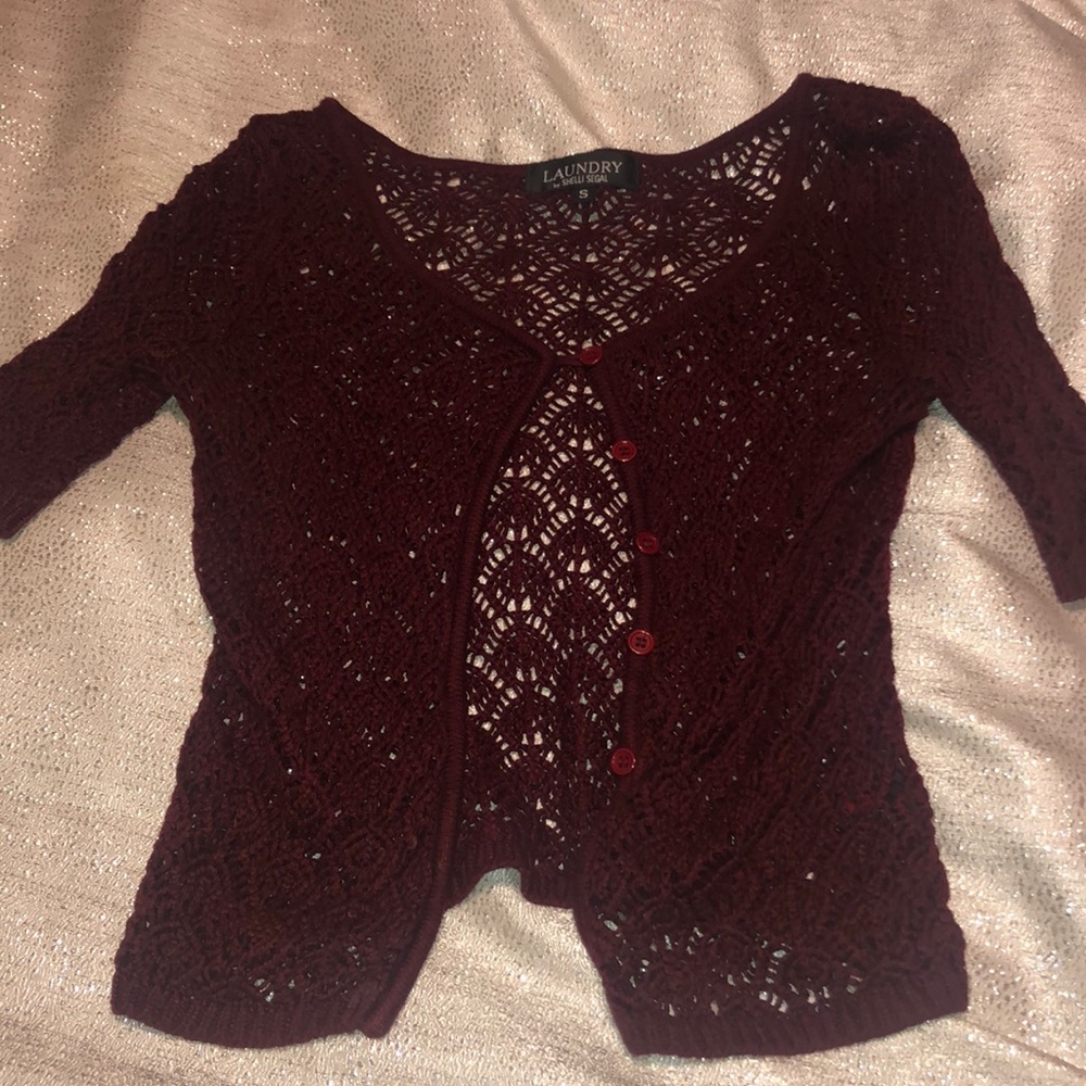 Burgundy knitted crop sweater